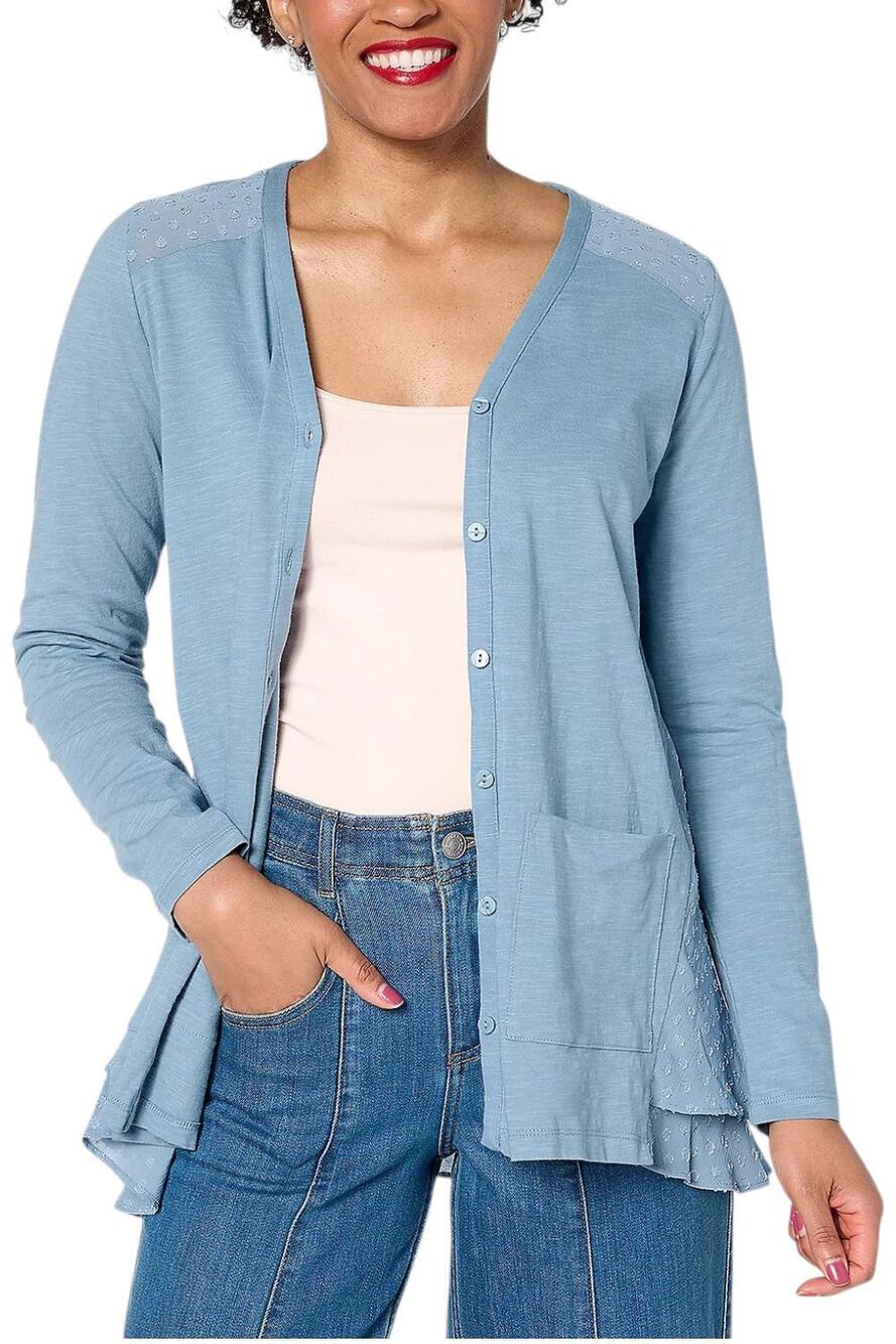 LOGO by Lori Goldstein Women's Knit Cardigan w/ Clip Dot Spring Lake - Regular